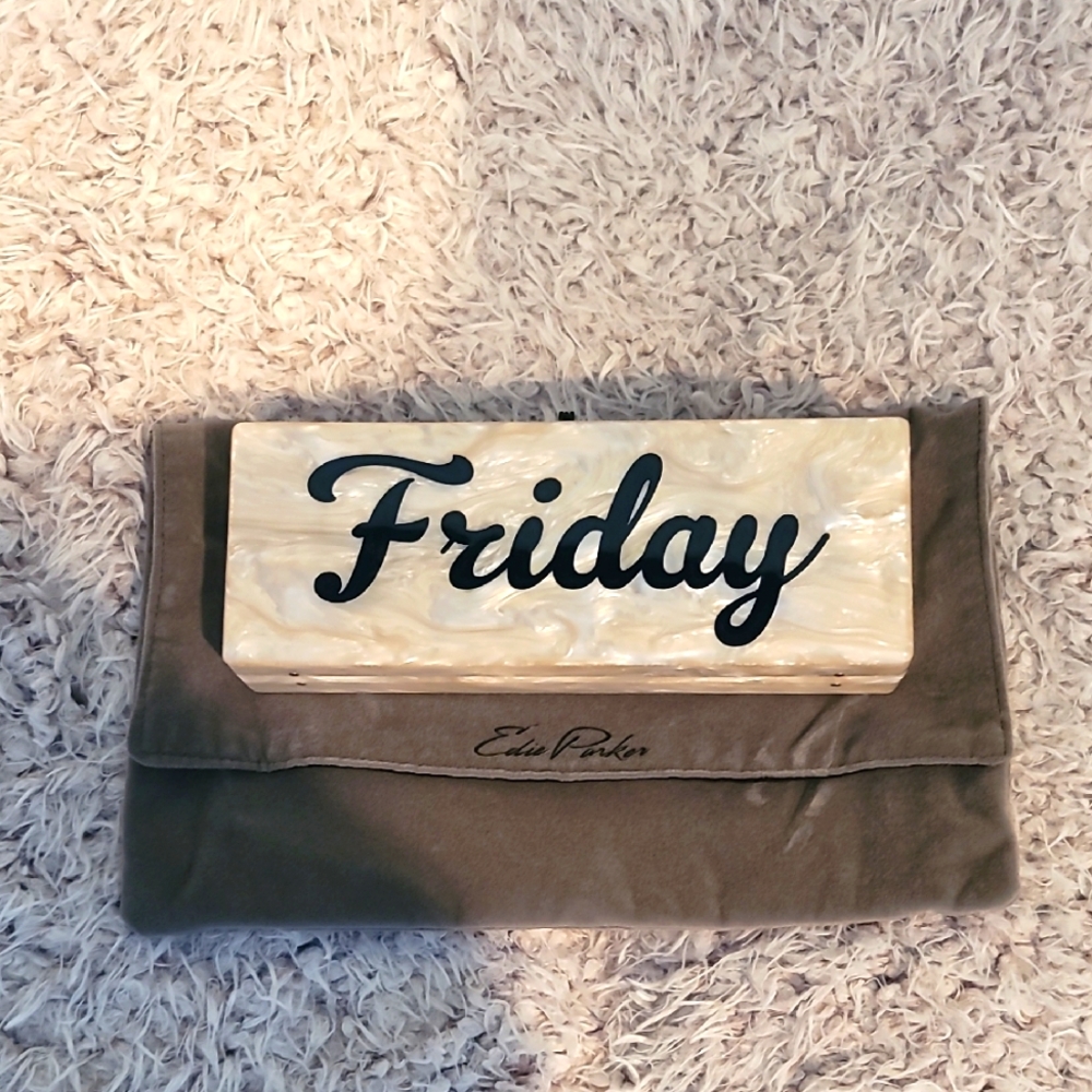 Authentic Edie Parker Cream Iconic Acrylic Clutch Bag